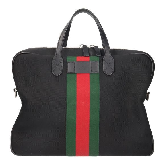 Gucci GG Briefcase Black Business Handbag Tote Stripe - Picture 2 of 13